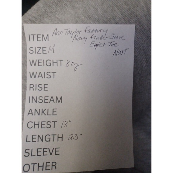 Ann Taylor Factory Size M Flutter Sleeve Eyelet Knit Top Tee Tunic Navy Blue NEW - Picture 8 of 8